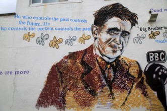 George Orwell mural picture Southwold, Suffolk, England, Uk by artist Charles Uzzell-Edwards