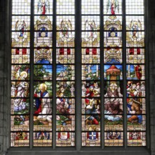 10th century Gothic St. Bavo Cathedral, Stained-Glass window, Ghent, Flanders, Belgium, Europe