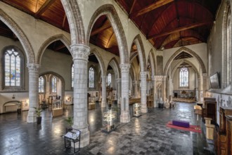 Our Lady Church, Central nave and chapels, Nieuwpoort, West Flanders, Belgium, Europe