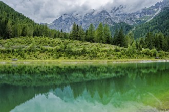 Panoramic lake, mountain lake, Stubai Alps near Telfes and Fulpmes, high mountains of the Alps,