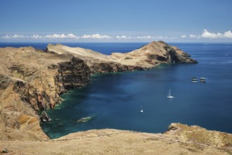 Madeira Island scenic rugged landscape, Ponta do Sao Lourenco cape, Miradouro do Abismo viewpoint.
