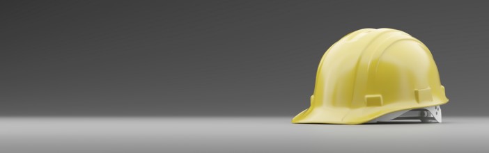 Yellow safety hard hat on a gradated background banner with room for text or graphics