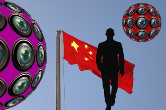 Symbolic image, China, surveillance, social spider web, trade dispute, punitive tariffs, economic