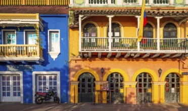 Colombia, Scenic colorful streets of Cartagena in historic Getsemani district near Walled City