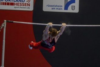 Olympic qualification in apparatus gymnastics in Rüsselsheim Picture: Leonard Prügel on the high