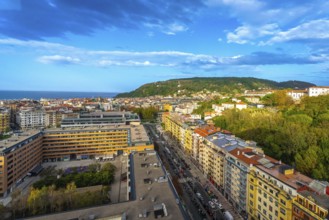 Aerial view from the balconies of San Sebastian, Donostia, in the Egia district, Basque Country