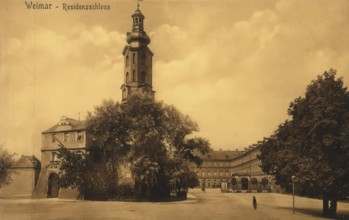 Historical postcard, picture postcard, Residenzschloß in Weimar, Thuringia, Germany, digitally