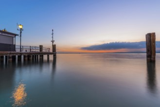 Evening atmosphere in the harbour, lake, water, tourism, travel, sunset, jetty, Lazise, Lake Garda,