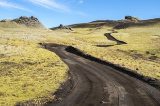 Uxatindar mountain range at the Skafta river, view from road F206, Laki tourist road, Iceland,
