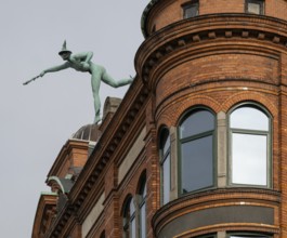 Former Varehuset department stores' Trade fairs with Hermes statue by Julius Schultz, Copenhagen,