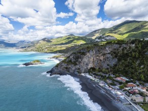 Crawford Beach Marinella from a drone, San Nicola Arcella, Cosenza, Calabria, Italy, Europe