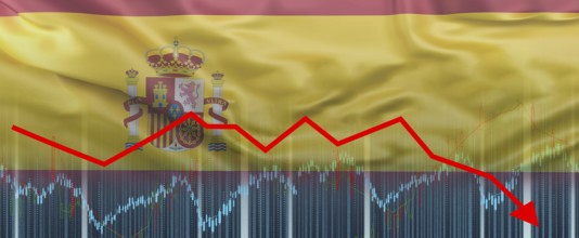 Spanish economic crisis graph, economic decline. Graph of decline of the Spanish economy, economic