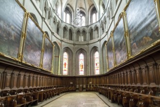 Saint-Antoine l'Abbaye labeled Les Plus Beaux Villages de France. Interior of the Abbey Church