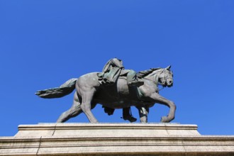 Monument to Emperor Wilhelm I on Karlsplatz, historical square, equestrian statue, sculpture, large