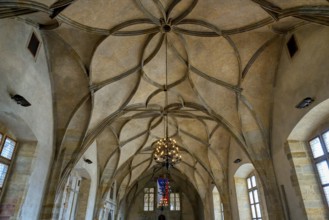 Prague Castle, Old Royal Palace, Vladislav Hall and ceiling, Prague, Czech Republic, Europe