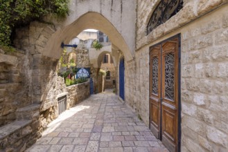 Israel, Tel Aviv Namal Yafo historic Old Jaffa port with art galleries, boutiques and old houses,