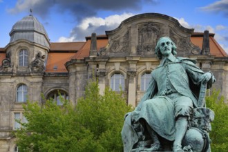 Physicist Otto von Guericke statue, Magdeburg, Saxony Anhalt, Germany, Europe