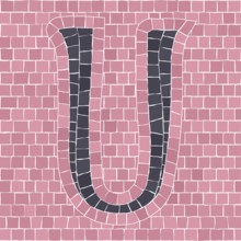 Mosaic tiles letter U. EPS 10 editable flat design vector seamless horizontal pattern