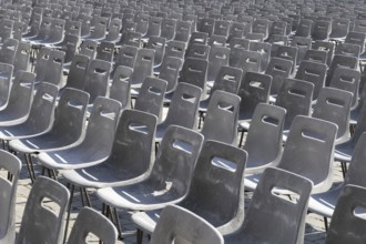 Empty chairs, here in St Peter's Square in Rome in front of a papal audience, Vatican, Italy,
