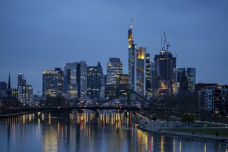 Skyline of Frankfurt am Main, skyscrapers, business and banking district in the city centre, bank