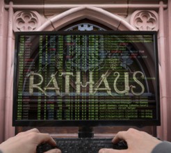 Symbolic image hacker, cyber attack on public buildings, administrations, institutions, town hall,
