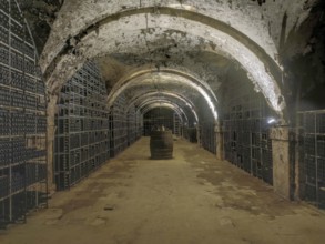 Wine cellar in Eberbach Abbey, Erbach Abbey, former Cistercian abbey near Eltville am Rhein, Hesse,