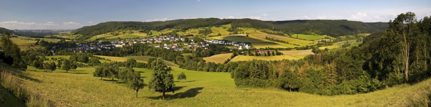 Panoramic view of the village of Holsthum, Southern Eifel nature park Park, Eifel,