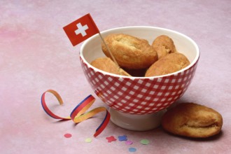 Schenkeli in a bowl, sweet pastry for the carnival season, Switzerland, Europe