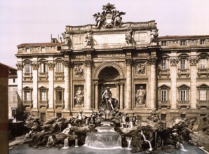 Trevi-Brunnen, Rom, Italien / Fountain of Trevi, Rome, Italy, Historic, digitally restored