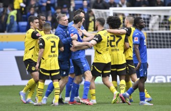 Scuffle, Arthur Chaves TSG 1899 Hoffenheim (35) and Salih Oezcan Borussia Dortmund BVB (06) clash,