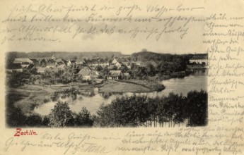 Historical postcard, picture postcard, Zechlin in Pomerania, today Zychlin, Poland, digitally