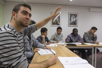 German course for refugees, 25 November 2015, Königs Wusterhausen, Brandenburg, Germany, Europe