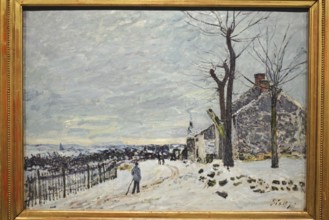 Temps de neige à Veneux-Nadon, Snowy weather at Veneux-Nadon, painting by Sisley, 19th century