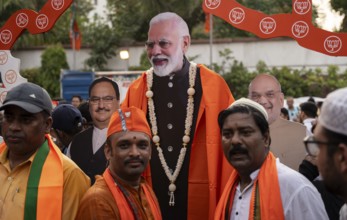 New Delhi, India, 4 June 2024. Bharatiya Janata Party (BJP) supporters celebrate as India's Prime