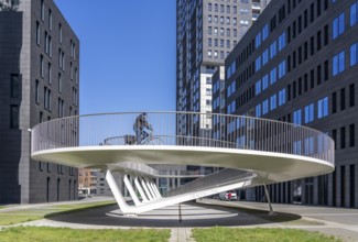 The Parkbruk, cycle and pedestrian bridge in the city centre of Antwerp, crosses a multi-lane city