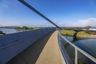 New bridge over the Rhine-Herne Canal and the Emscher, leap over the Emscher, bicycle and