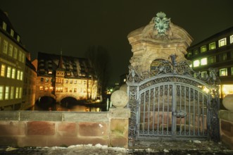 Heilig-Geist Spital at Museumsbrücke, Nuremberg, Bavaria, Germany, Europe