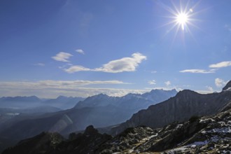 Alpine panorama from the Alpspitzbahn mountain station in Garmisch
