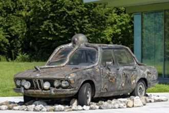 Former BMW 250cs by Lothar-Günther Buchheim, car under water with octopus, underwater, sculpture by