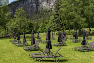 Swimming pool at Lake Thumsee, Bad Reichenhall, Bavaria, Germany, Europe
