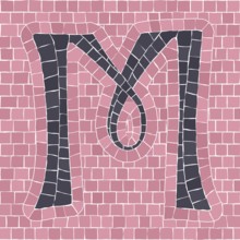 Mosaic tiles letter M. EPS 10 editable flat design vector seamless horizontal pattern