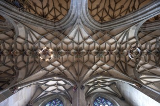 Late Gothic ribbed vault from the Heilig-Kreuz-Münster, 15th century, Rottweil, Baden-Württemberg,