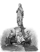 The Schiller statue by Reinhold Begas, in Berlin, Germany, in 1880, Historical, digital