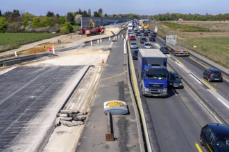 Motorway construction site, the A57 is being widened to 6 lanes on the section between the