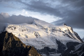 Mountain landscape at sunset, Glacier de Corbassière, summit Grand Combin de Grafeneire, Fionnay,