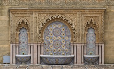 Fountain at the mausoleum of King Mohammed V, Rabat, Morocco, Africa