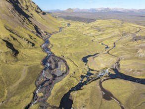 Road F232 Öldufellsleid, ford at waterfall of river bláfjallakvísl, along northern slopes of