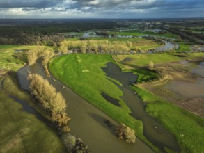 Wesel, North Rhine-Westphalia, Germany, flooding on the Lippe, river in the Ruhr region, Europe