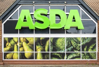 Sign for Asda supermarket, Stowmarket, Suffolk, England, UK