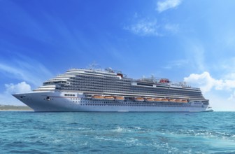 Mexico, Cabo San Lucas, Los Cabos vacation cruise ship near a beach and tourist destination El